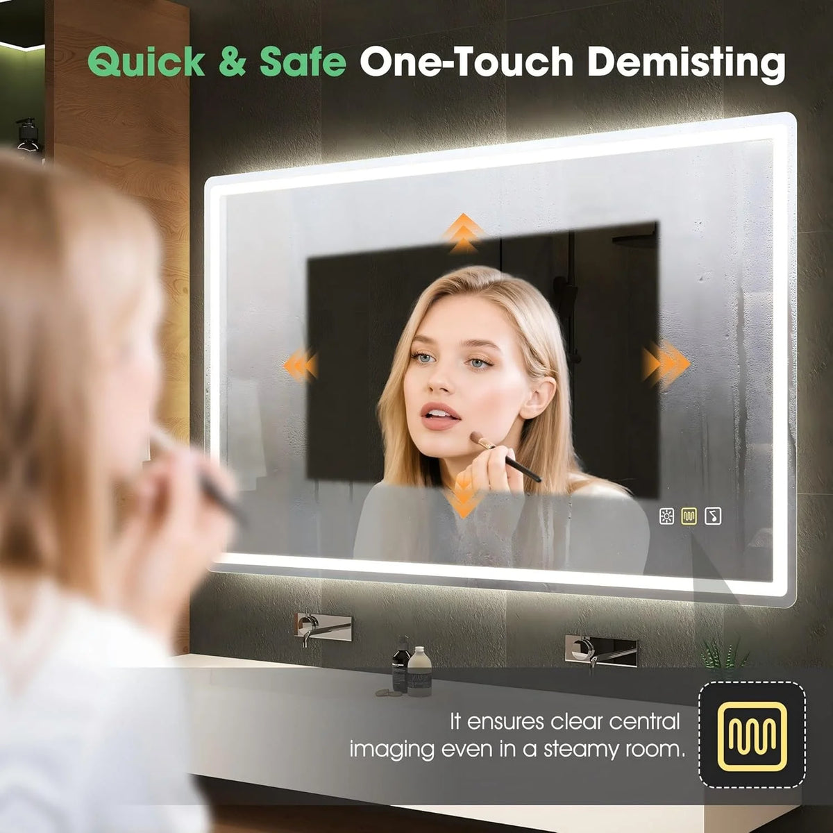 S'bagno Espelho de Banheiro com Luz 120x70cm, Espelho de Banheiro LED Bluetooth com Função Antiembaciamento, 3000K/4000K/6500K, Regulável, Memória, Vidro Temperado HD, IP44-Espelhos de Banheiro com LED, Horizontal/Vertical