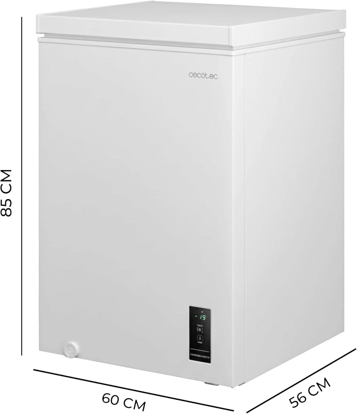 Cecotec Congelador Horizontal 143L Bolero CoolMarket Chest 143P Branco E. Cesto com Alças, Controlo Eletrónico LED, UltraContact D-Cool, Função Dupla, Porta ZeroG (80º-30º), Congelação Rápida, Compacto