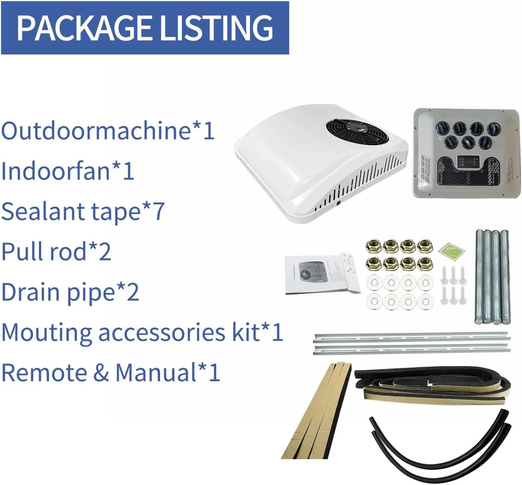 Ar Condicionado RV 8800BTU CC 12V para Caminhões e Motorhomes
