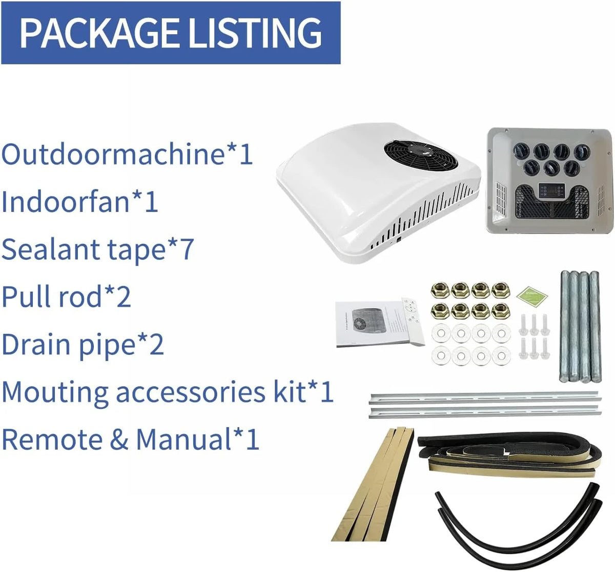 Ar Condicionado RV 8800BTU CC 12V para Caminhões e Motorhomes