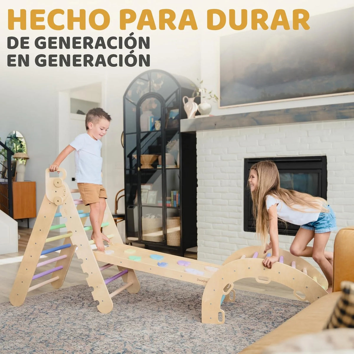 9 em 1 Triângulo Pikler Montessori Grande de 1 a 7+ anos, 5 Ângulos Ajustáveis, Parque Infantil Interno e Externo em Madeira para Escalada com Arco Pikler e Rampa Pikler para Crianças