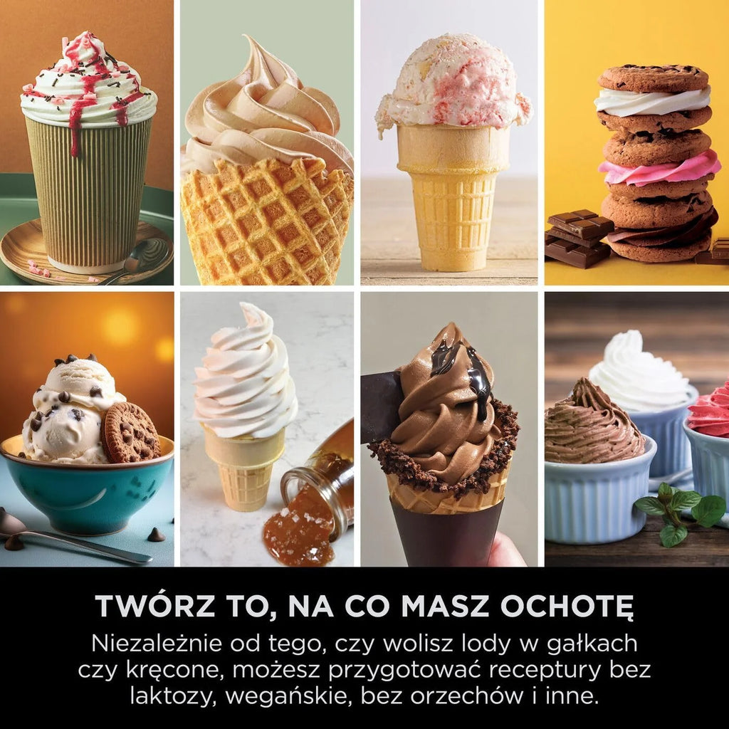Ninja CREAMi Scoop and Swirl Máquina de Sorvete com 2 Potes, 13 Funções, Faz Sorvete, Gelato, Milkshakes e Mais, Função Mix-in, Dourado, NC701EUSTGD