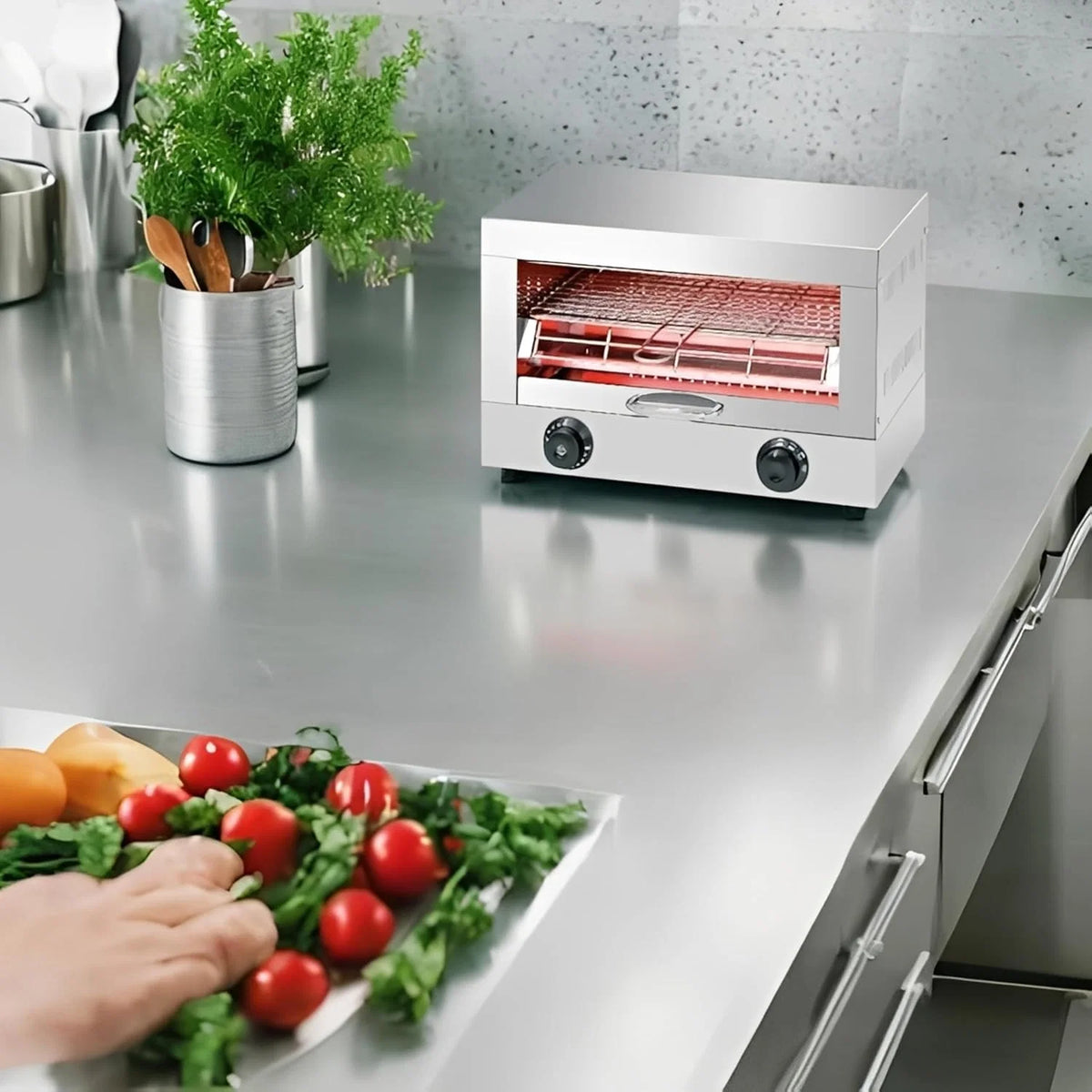 MBH - Torradeira industrial elétrica de 1 andar INOX para HOTELARIA. Forno torrador de pão profissional para bar e restaurante.