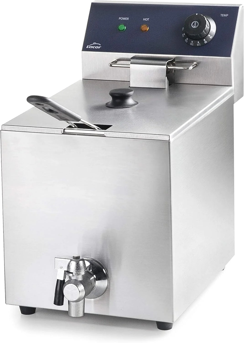Lacor 69468 69468 - Fritadeira Elétrica Profissional com Torneira, 3250 W, 8 L, Aço Inoxidável