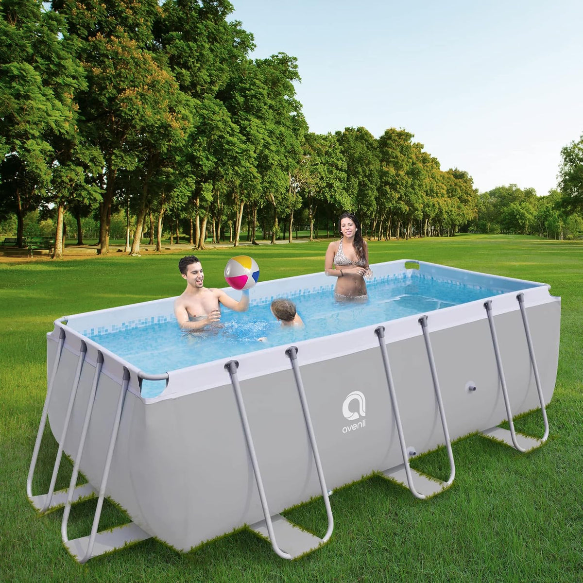 Piscina Retangular Estruturada Avenli Suelo, 2343 Litros, Cinza, 400 x 207 x 122 cm