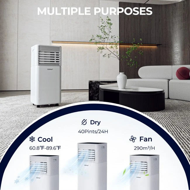 Ar-Condicionado Portátil 3 em 1 de 8000 BTU com Desumidificador e Modo Ventilador