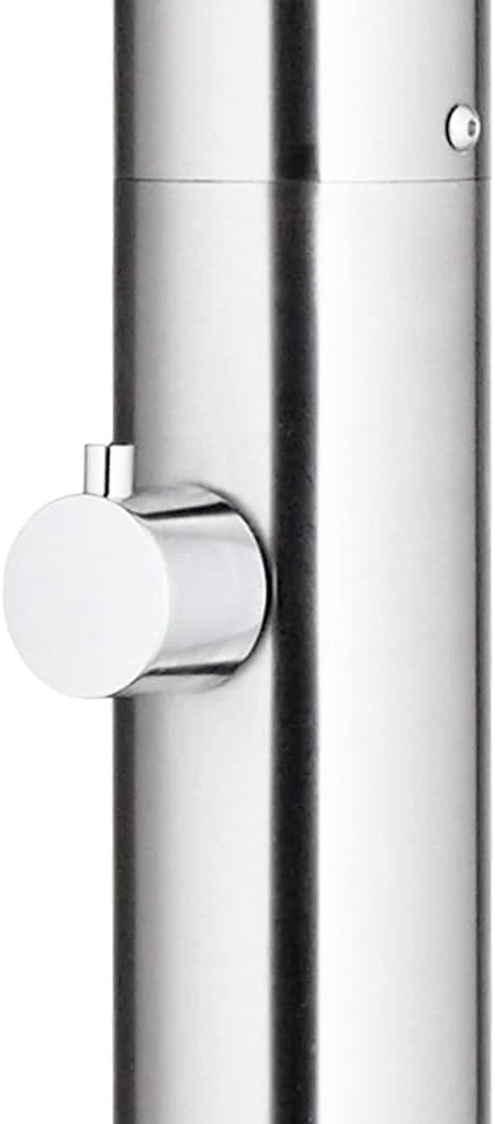 vidaXL Ducha de Jardim Torneira Suporte Pátio Exterior Piscina Praia Chuveiro de Mão Torre Solar Camping Ar Livre Moderno Aço Inoxidável 215 cm