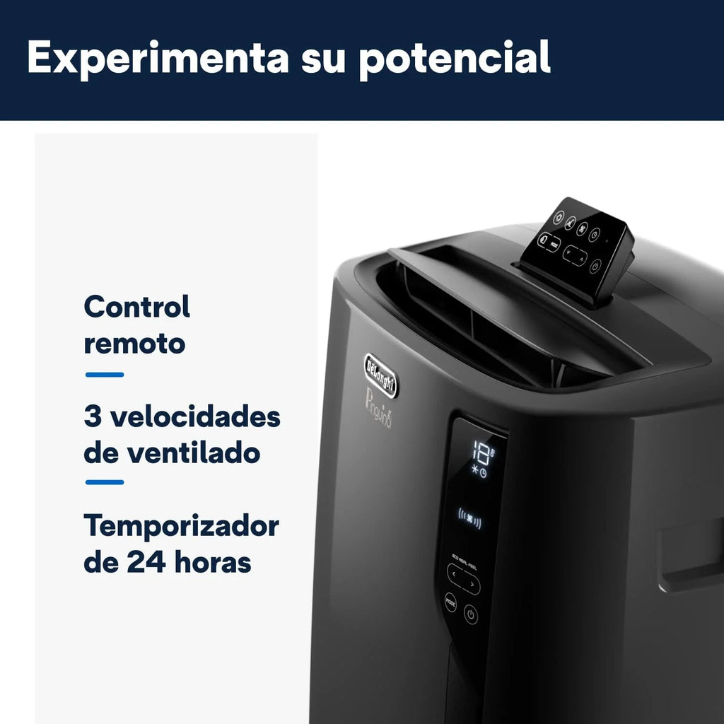 Pingüino PACEL112 Silent Ar Condicionado Portátil Silencioso com Tecnologia Eco Real Feel e Cool Surround, Função Desumidificadora, 2.9 kW, 63 dB, Plástico, Preto, Classe A, até 110m3