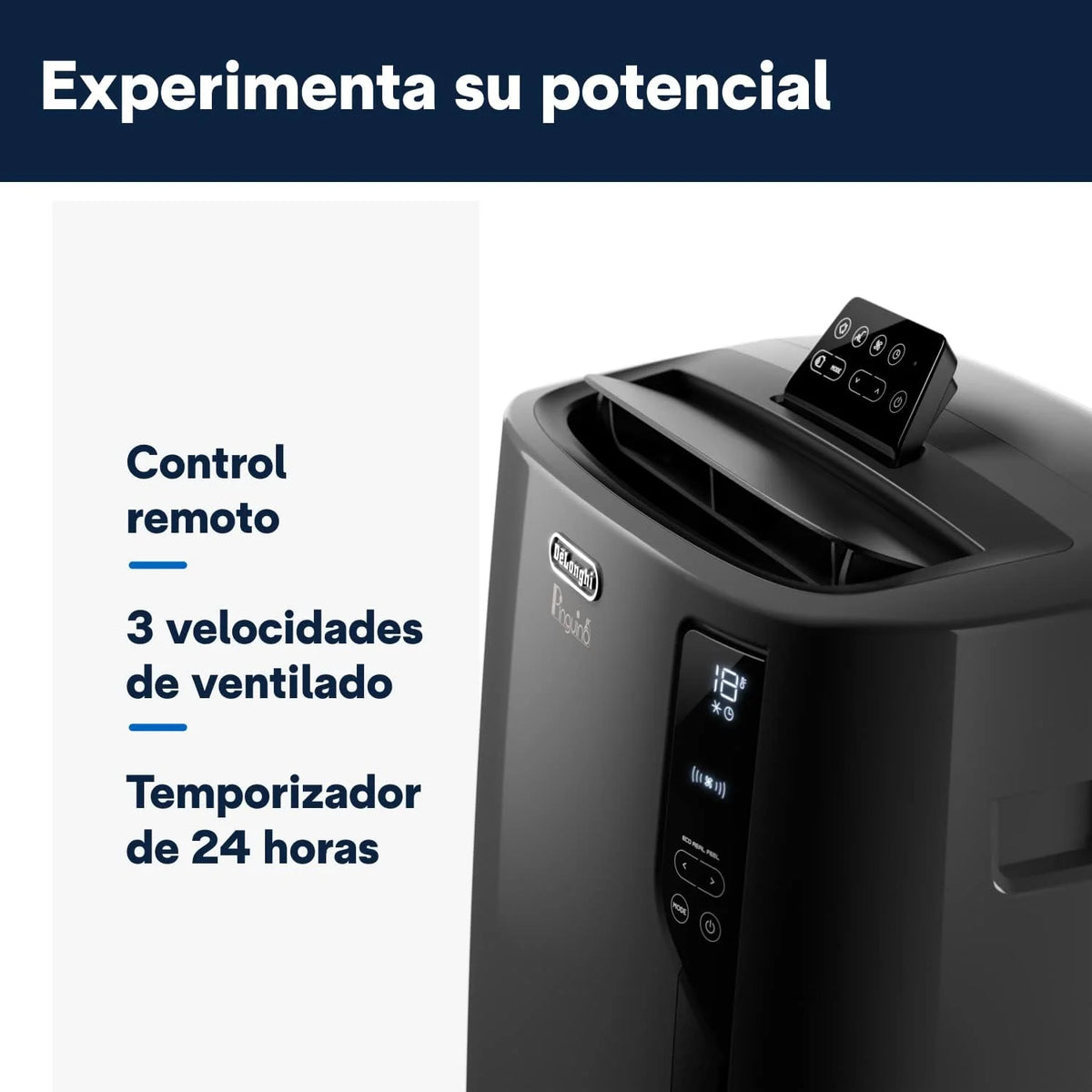 Pingüino PACEL112 Silent Ar Condicionado Portátil Silencioso com Tecnologia Eco Real Feel e Cool Surround, Função Desumidificadora, 2.9 kW, 63 dB, Plástico, Preto, Classe A, até 110m3