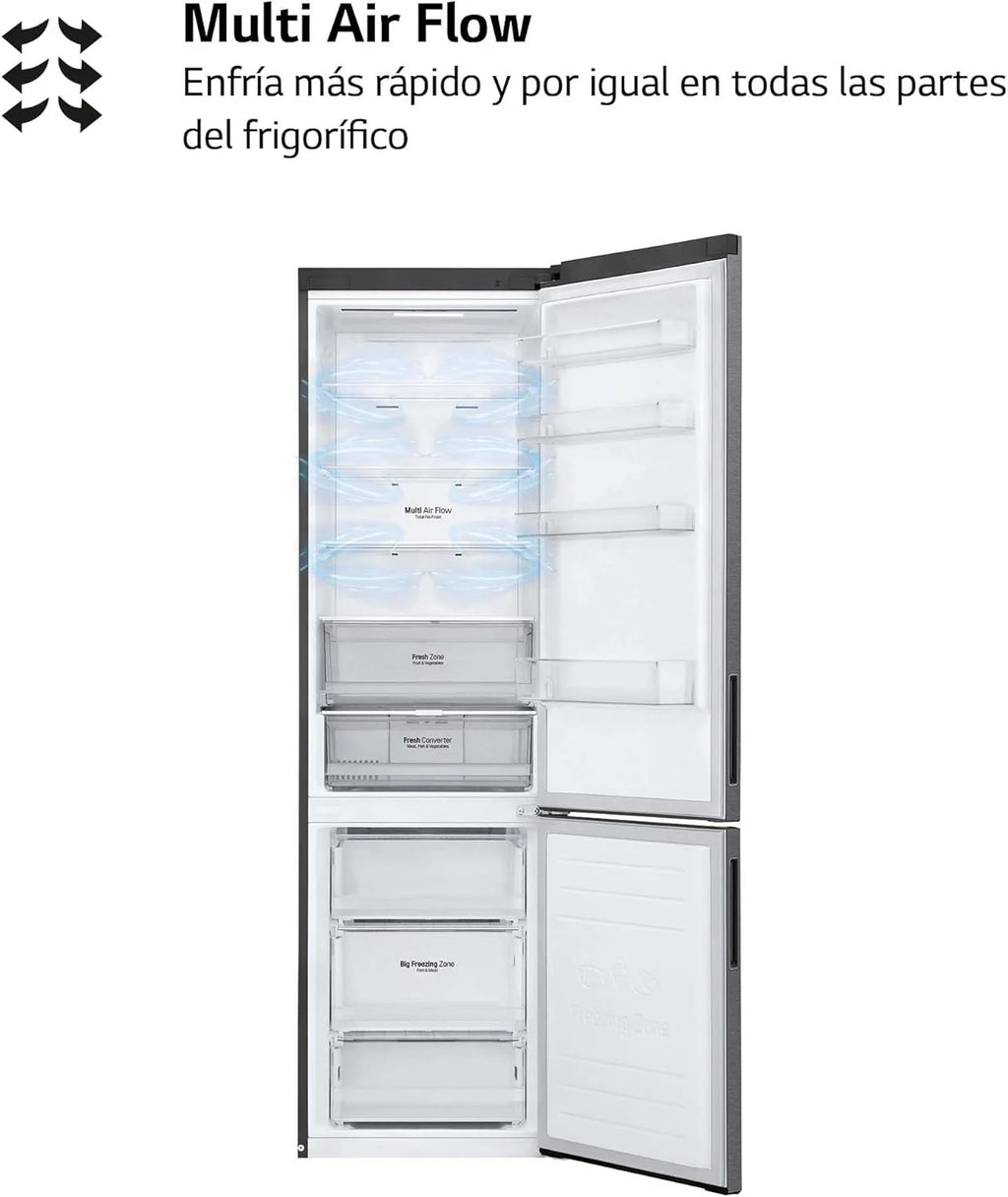 GBP61DSXGC - Frigorífico Combinado No Frost, Freezer, Compressor Smart Inverter, Cor Inox Antidigitais, 186 cm, 341 l