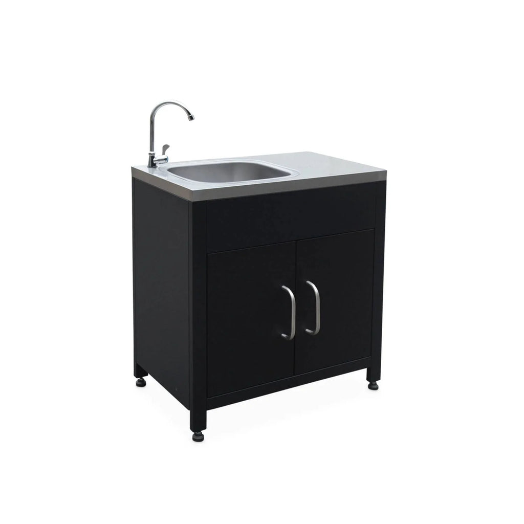 Cozinha de Aço para Exteriores com Pia de 80cm, Preta