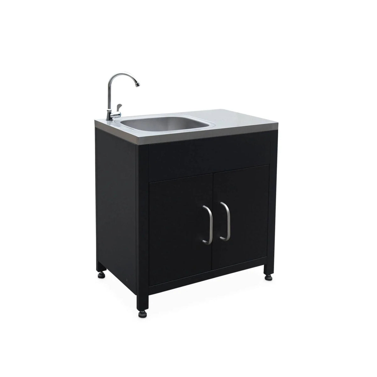 Cozinha de Aço para Exteriores com Pia de 80cm, Preta