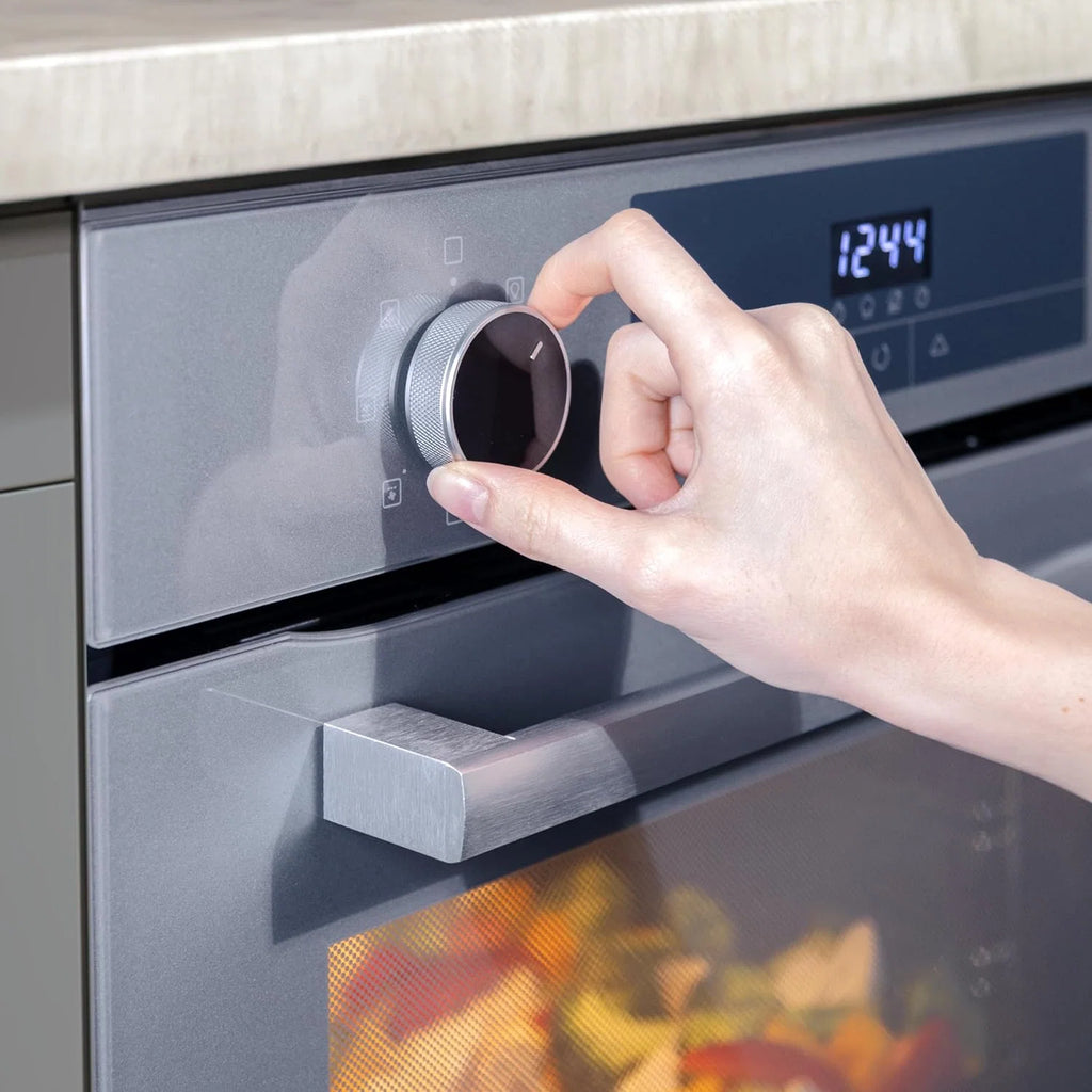 Cecotec Forno Multifunções Integrável 60cm Bolero Hexa M226000 Glass Grey A. 2800W, 72L, 7 Funções, Modo Grelhador, Grelhador Ventilado, Modo Convecção, Descongelar, Steam Base X2, Steam EasyClean e Assist