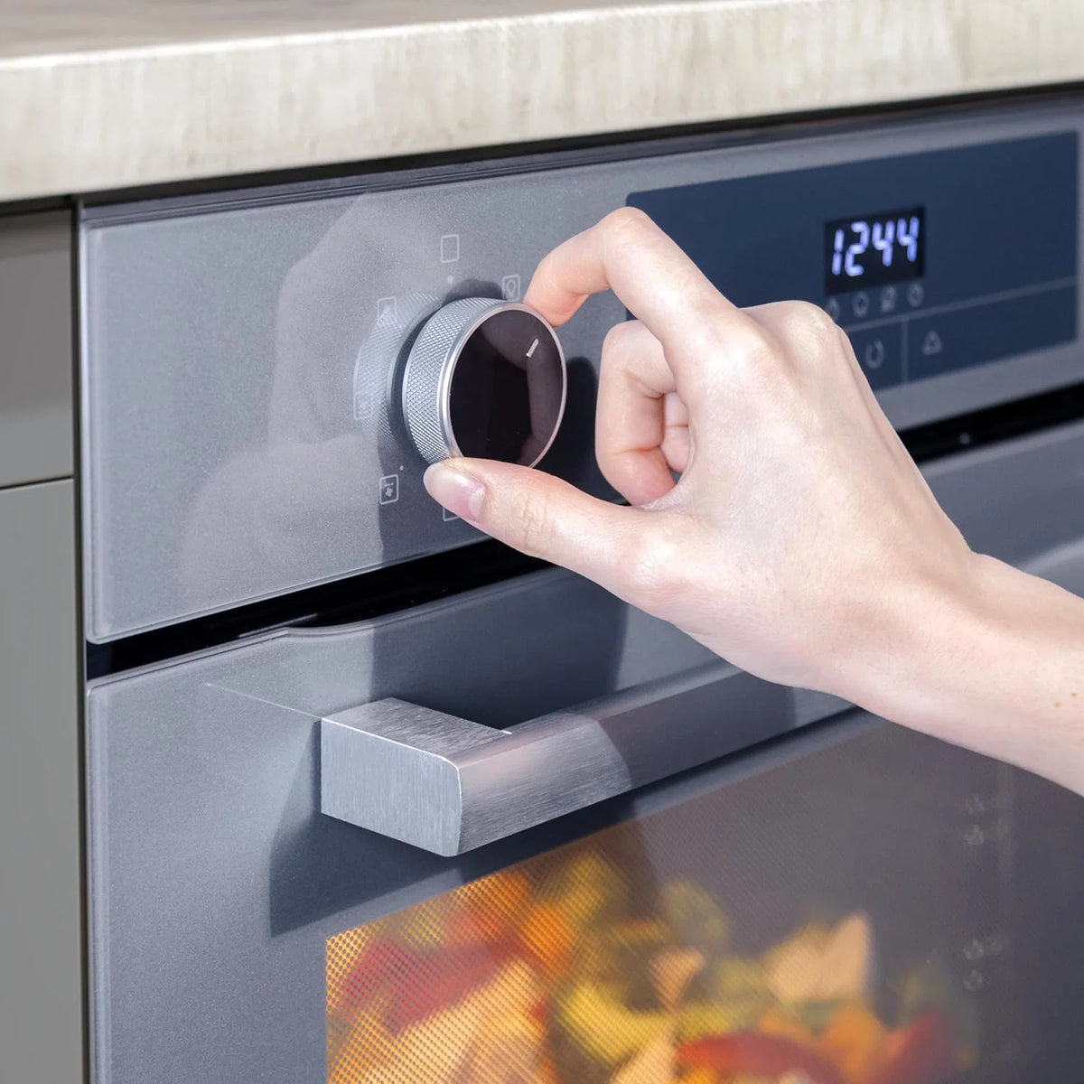 Cecotec Forno Multifunções Integrável 60cm Bolero Hexa M226000 Glass Grey A. 2800W, 72L, 7 Funções, Modo Grelhador, Grelhador Ventilado, Modo Convecção, Descongelar, Steam Base X2, Steam EasyClean e Assist