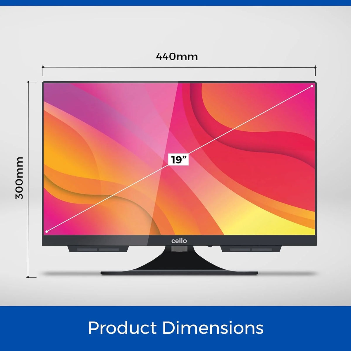 Televisor inteligente Cello sem moldura C1924WS de 19 polegadas, 12 volts, com WebOS rápido, alto-falante Bluetooth, Netflix, ideal para trailers e caminhões.