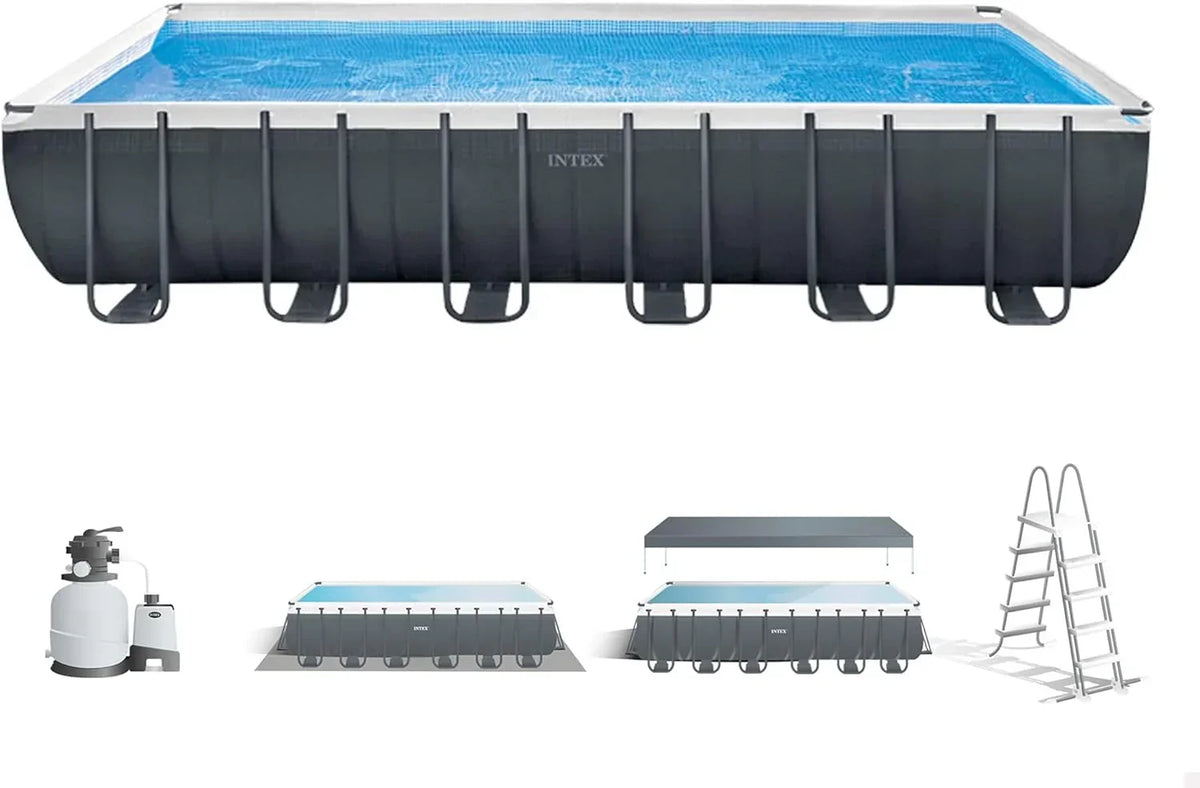 INTEX 55221 – Piscina Retangular Elevada Ultra XTR Frame 732 x 366 x 132 cm + Filtro