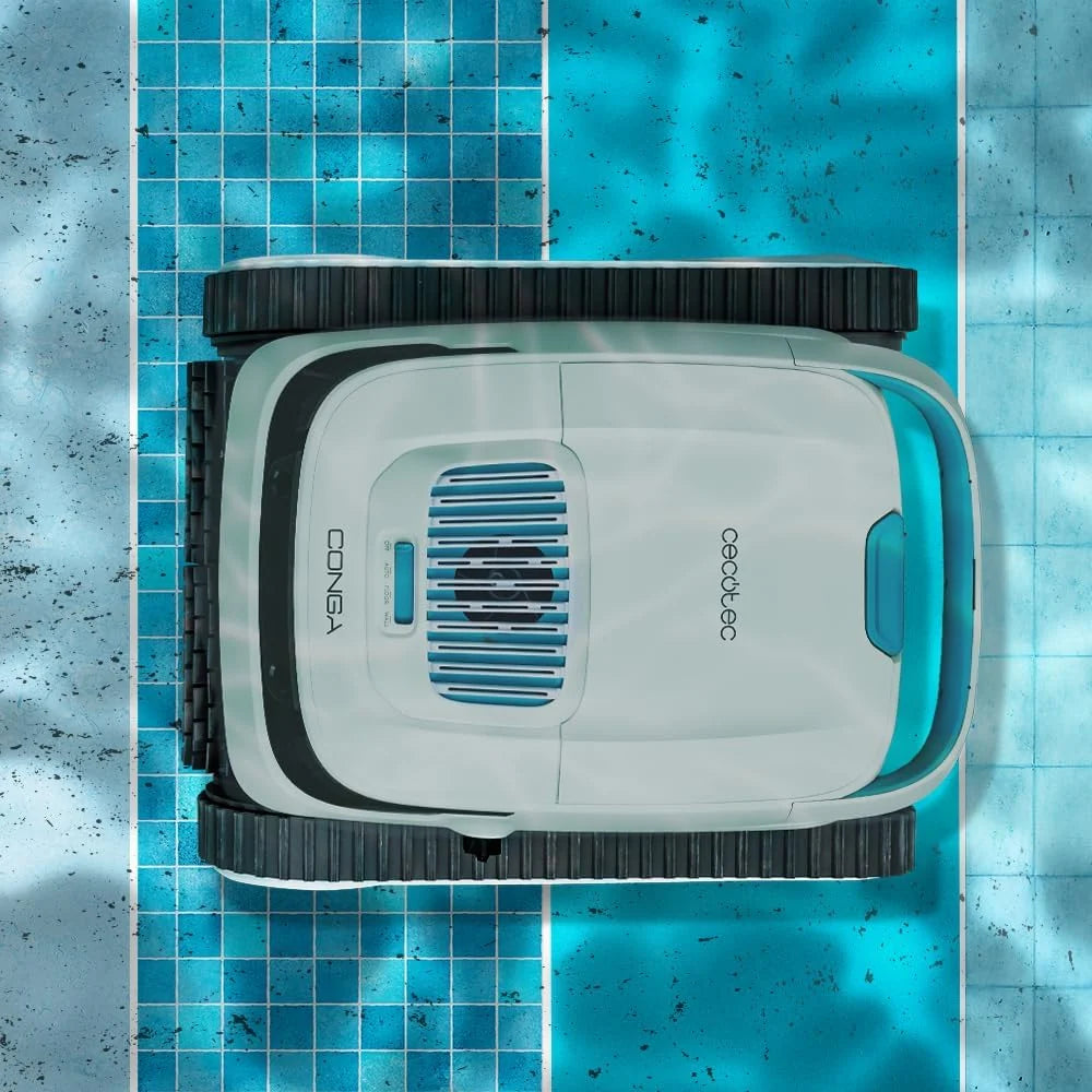 Robô Limpa-piscinas Cecotec para Fundos, Paredes e Linha de Água Conga Pooldroid 5000 TotalClean Pearl. Superfícies 100m2, Inclinação Máx 90º, Limpeza Ordenada, Autonomia 100min, Capacidade 4L