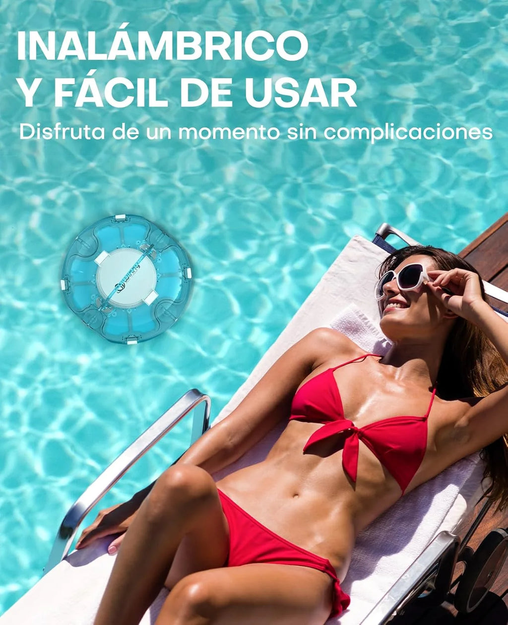 WINNY LIMPADOR DE PISCINA Winny 200 Limpa-Fundos de Piscina, Robô Limpa-Fundos de Piscina Sem Fio, 75 Min de Autonomia, Piscinas Desmontáveis 60m², Dupla Filtragem, Estacionamento Automático (Azul Transparente-Branco)