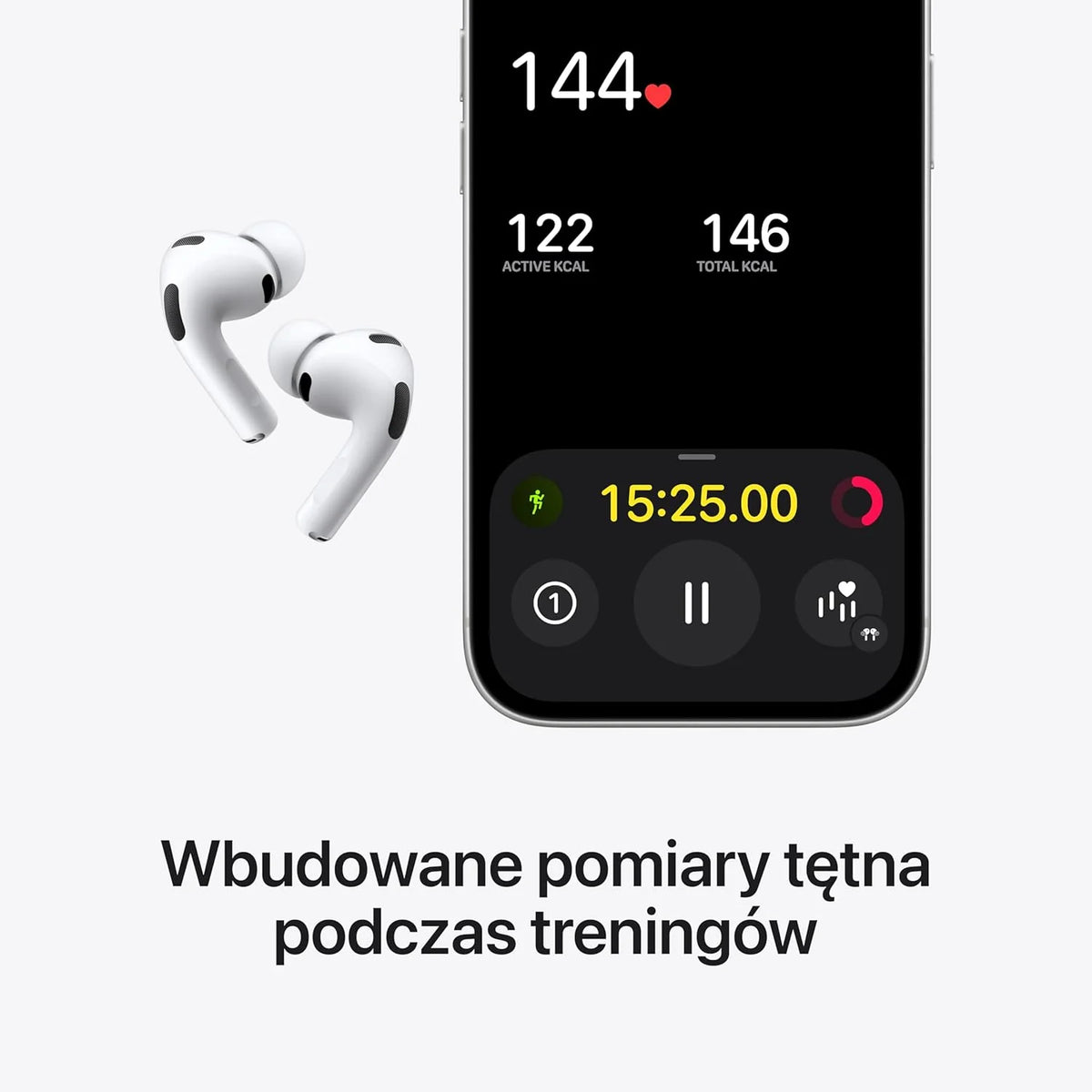 Apple AirPods Pro 3 Fones de ouvido sem fio, cancelamento de ruído ativo, monitoramento de frequência cardíaca, função de aparelho auditivo, Bluetooth, áudio espacial, Hi-Fi, carregamento USB-C
