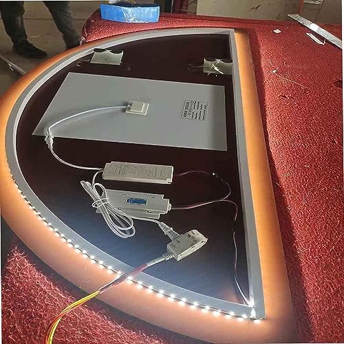 Espelho Grande de LED para Banheiro - Espelho de Parede Meia-Lua Sem Moldura com Interruptor de Toque - Moderno para Quarto e Entrada da Sala de Estar (Cor: Corte à Direita)