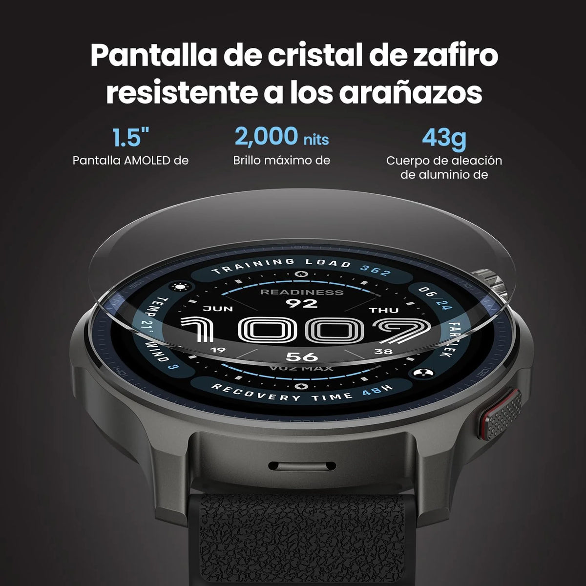 Amazfit Balance 2 Smartwatch Masculino 47mm, Tela AMOLED 1,5" Cristal Safira, smartwatch com NFC, GPS, bateria de 21 dias, +170 Modos Esportivos, Hyrox, Golf, para Android e iPhone