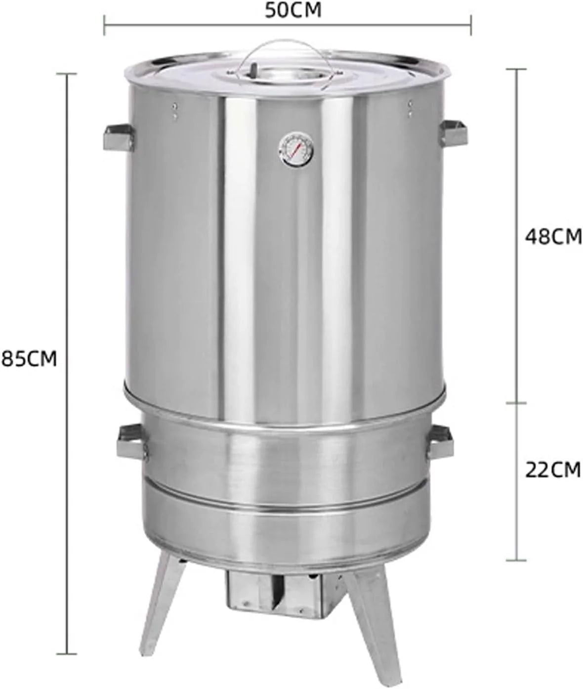 Defumador Barril Churrasqueira Gira Gira Material Aço Inoxidável 360° Inclui Termômetro E Recipiente Para Cinzas 50 Cm De Diâmetro Para Churrasco