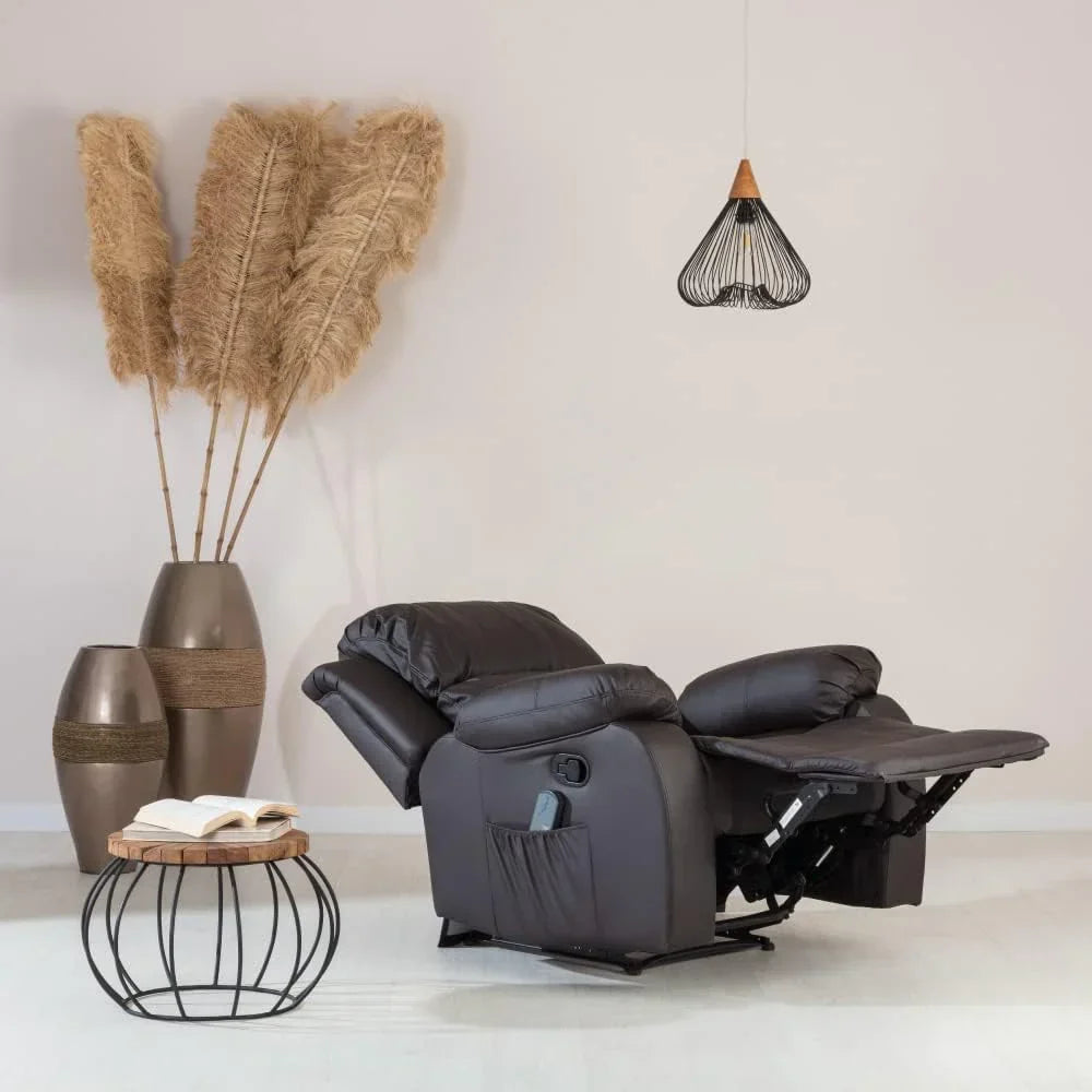 Don Descanso - Poltrona de Massagem Relaxante com Aquecimento Trevi Preta Reclinável 160º com 8 Motores Silenciosos, Aquecimento Lombar, Sist. Massagem 4 Zonas e Acabamento em PU Anti-Rachaduras [Inclui Controle Remoto]. Ideal para Idosos