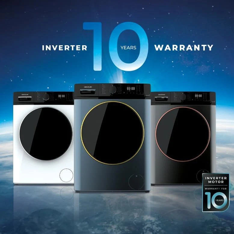 Cecotec Máquina de Lavar 10Kg Carga Frontal Bolero DressCode 10610 Inverter Steel A. 1400 RPM, Steam Max, Motor Inverter Plus, 15 Programas, OnSmart, Smooth Wash, Stop&Go, Borracha Antibacteriana, Drum Clean