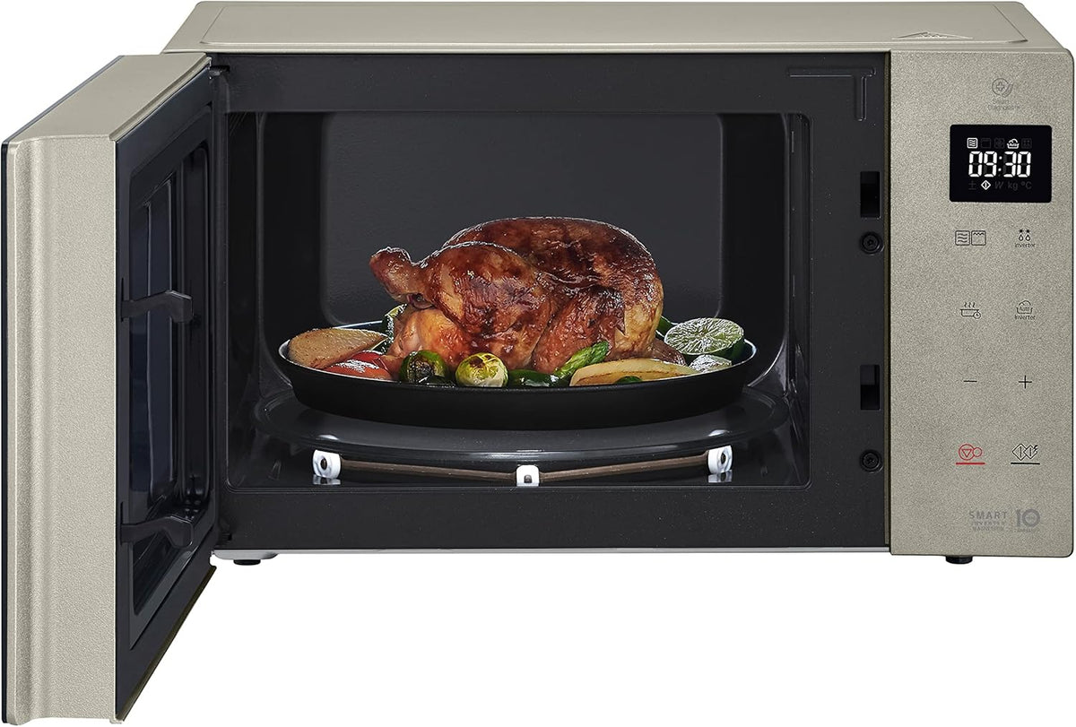 Forno Micro-ondas LG MH6535GIS com Tecnologia Inverter e Grill de Quartzo, 25 Litros de Capacidade, 1000 W, Programas Automáticos, Níveis de Potência Ajustáveis para Cozimento Ideal e Função EasyClean, Preto