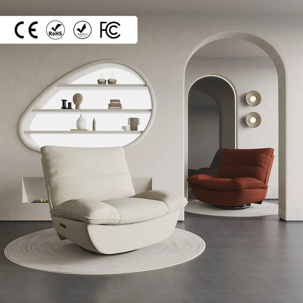 FLEXISPOT XC6 Poltrona Relax, Sofá Giratório com Função Balanço, Poltrona de TV com Encosto Ajustável, Poltrona Reclinável para Quarto, Sala de Estar e Home Theater (Beige)