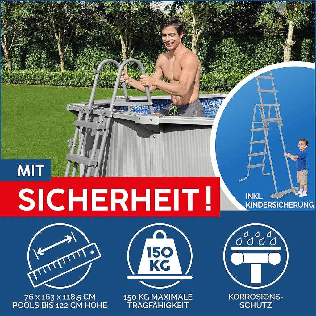 Bestway Hydrium - Piscina de Parede de Aço com Filtro de Areia, diâmetro de 300 x 120 cm, Cinza, Redonda