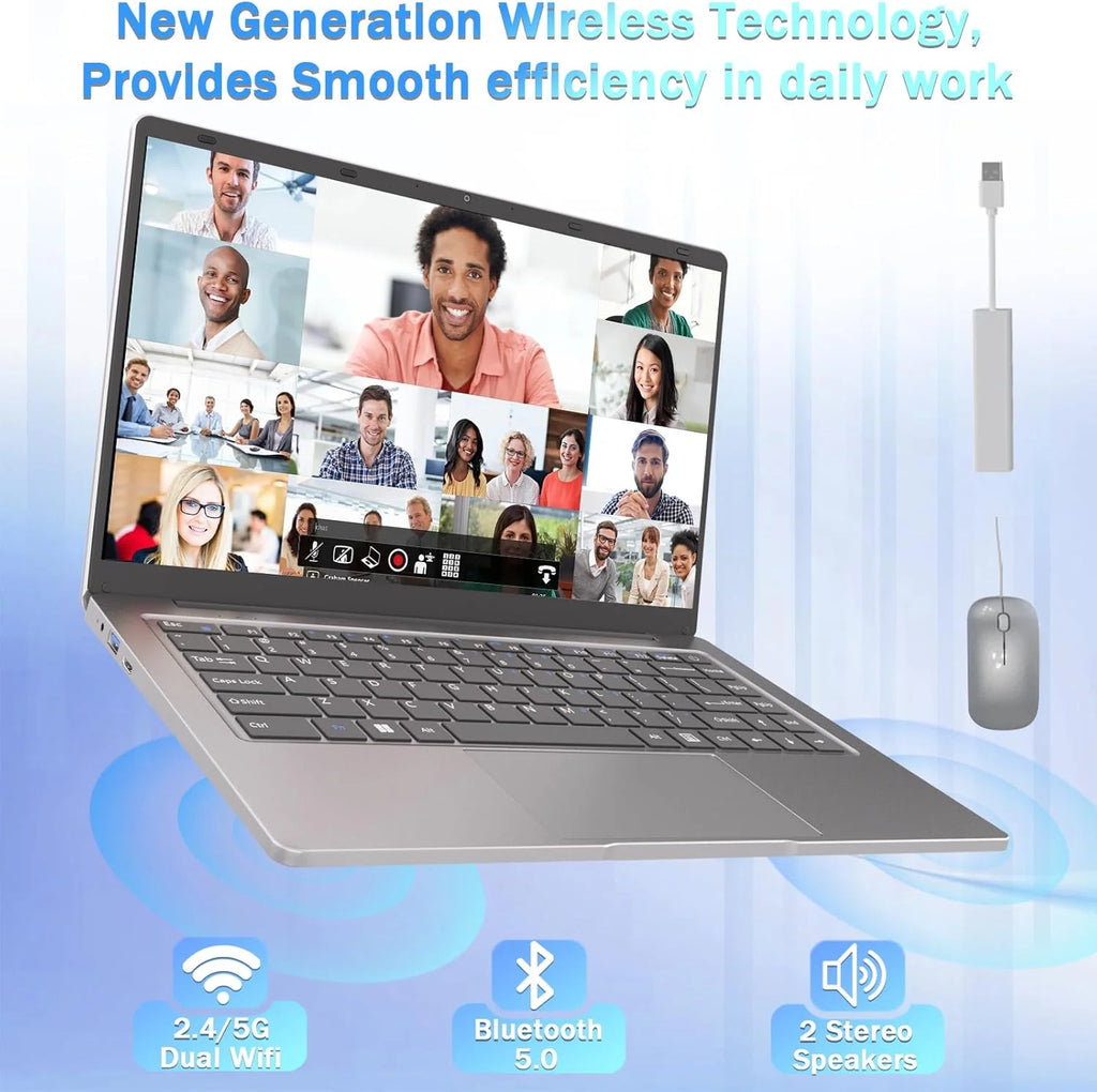 Notebook Portátil 14 polegadas Celeron N4000 (até 2.6 GHz), Laptop 6GB RAM 128GB SSD, Computador Portátil W11 Pro Suporta WiFi, Bluetooth, USB 3.0 Mini HDMI, Notebook para Estudantes/Escritório.