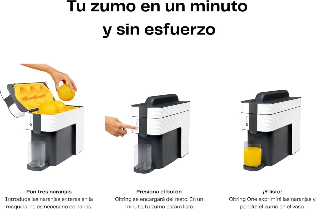 Um espremedor de laranjas elétrico automático | Seu suco pronto em menos de um minuto com apenas um botão - espremedor de laranjas feito na Espanha | Mais Rápido. Mais Limpo. Melhor (PRETO)