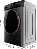 Cecotec Máquina de Lavar 10Kg Carga Frontal Bolero DressCode 10610 Inverter Steel A. 1400 RPM, Steam Max, Motor Inverter Plus, 15 Programas, OnSmart, Smooth Wash, Stop&Go, Borracha Antibacteriana, Drum Clean