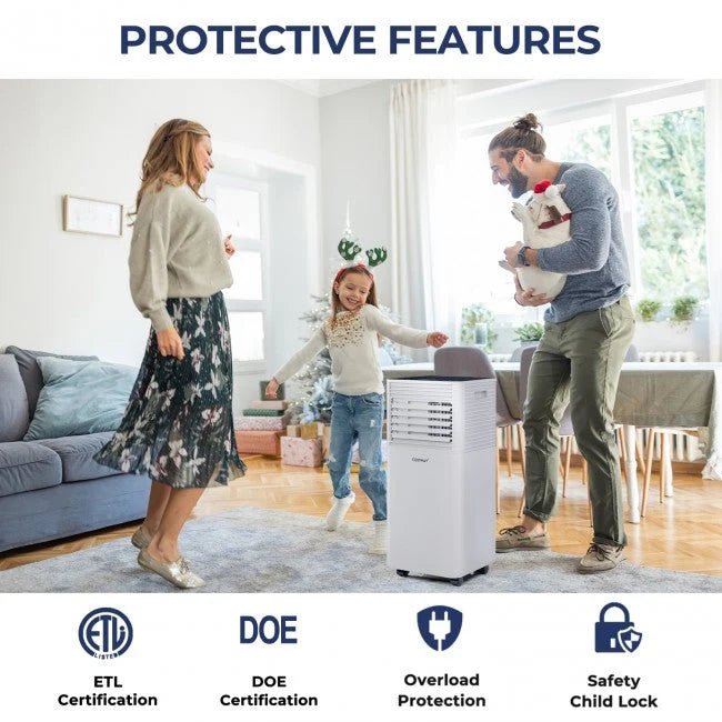 Ar-Condicionado Portátil 3 em 1 de 8000 BTU com Desumidificador e Modo Ventilador