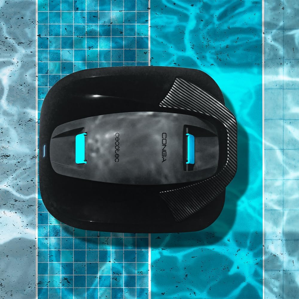 Cecotec Robô Limpa-fundos de Piscina sem Fio Conga Pooldroid 2000 FloorMaster. Autonomia 100min, Piscina sem Inclinações, até 80m2, Profundidade Máxima 2,5m, Capacidade 2,5L, Filtro de Alta Eficiência