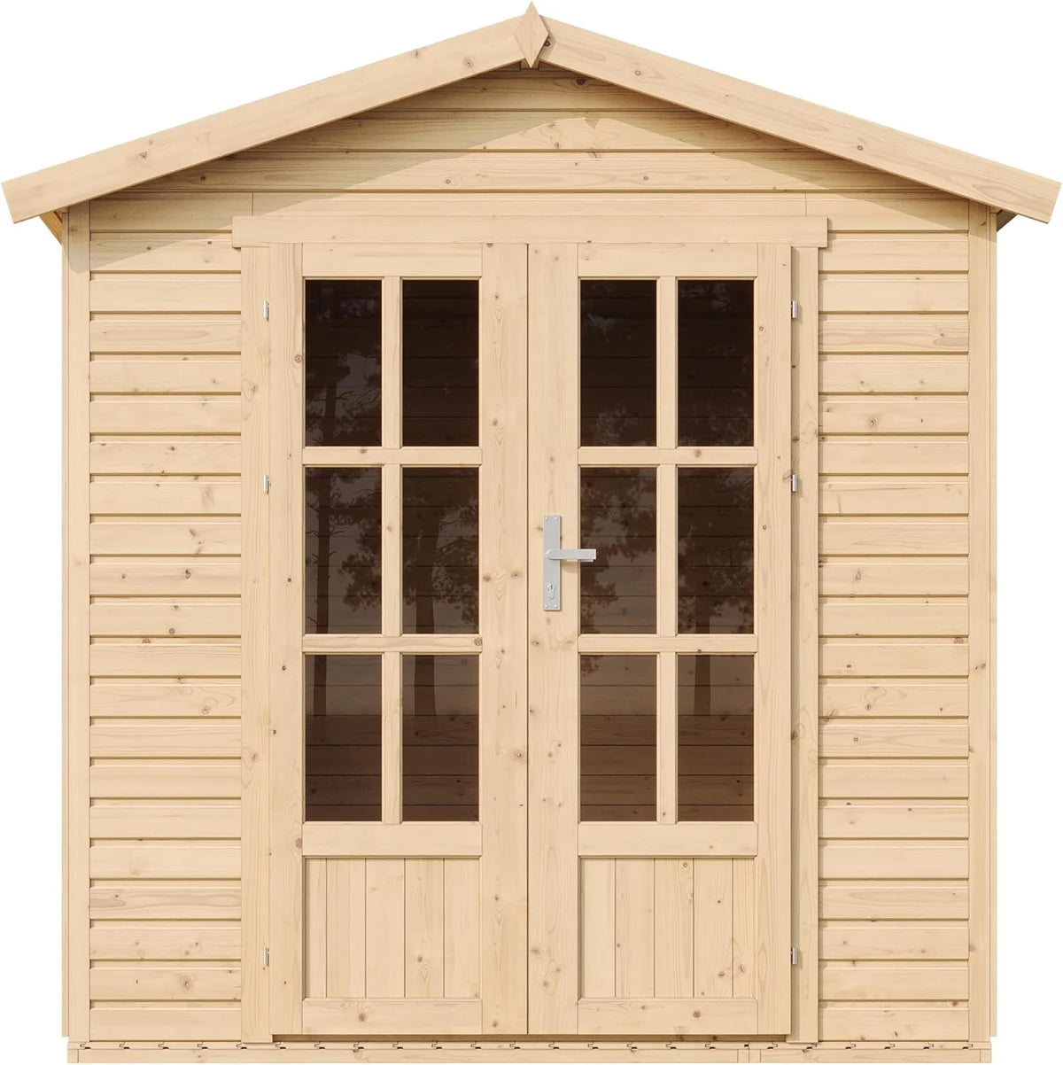 Casinha de Jardim de Madeira com Telhas Betuminosas Cinzentas L233 x P222 x A233 cm, Casinha de Madeira com Chão, Janela, Porta Dupla, Cabana de Jardim, Oficina ou Estúdio de Jardim TIMBELA M351FB