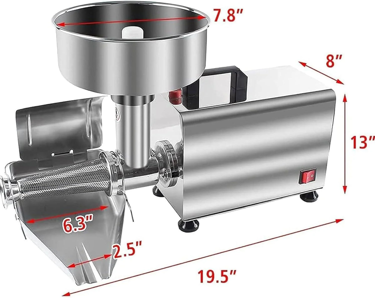 Máquina Moedora de Tomate Comercial, Aço Inoxidável 450 W, Máquina para Fazer Molho Prensado, Espremedor de Molho de Tomate para Molho de Morango e Mirtilo