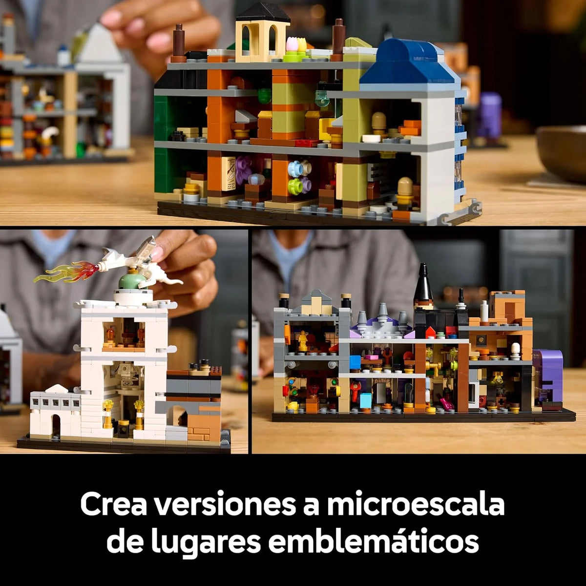 Harry Potter Lojas Mágicas do Beco Diagonal Maquete para Adultos e 12 Micro Figuras de Coleção, Nôitibus Andante, Presente para Mulheres e Homens, Decoração de Quarto, Conjunto de Magia 76444