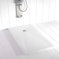 Bandeja de Chuveiro Resina PLES Branco 150x80 – Textura Ardósia – Antiderrapante – Inclui grelha e sifão