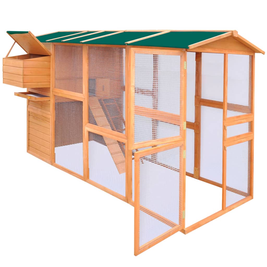 Galpão de pinho 295 x 163 x 170 cm com caixa de nidificação e área de livre circulação – Marrom