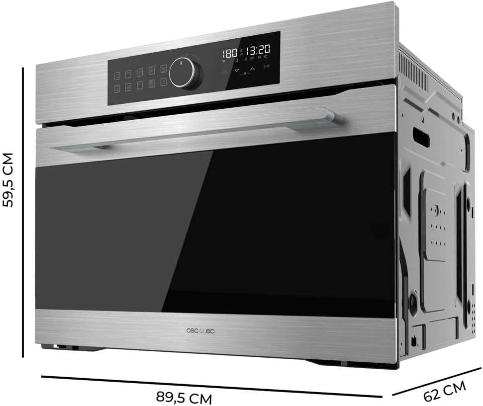 Cecotec Forno Integrável Multifunções Bolero Hexa AF319000 Inox A 3800W, 133L de Capacidade, 11 Funções com Airfryer Master, Pizza Master, Steam Asisst, Steam EasyClean, 3D Cooking, Defrost