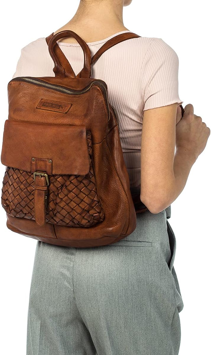 Pikolinos Mochilas em Couro FAURA para Mulheres Cor COGNAC