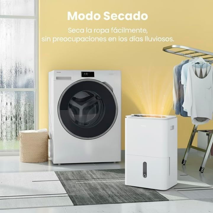 Desumidificador COMFEE' de 16L Silencioso | WiFi/App, Modo Secagem de Roupa e Auto Anti-Humidade, Purificador Elétrico Antibacteriano, mofo e Condensação | Ideal para divisões até 45m2/120m3