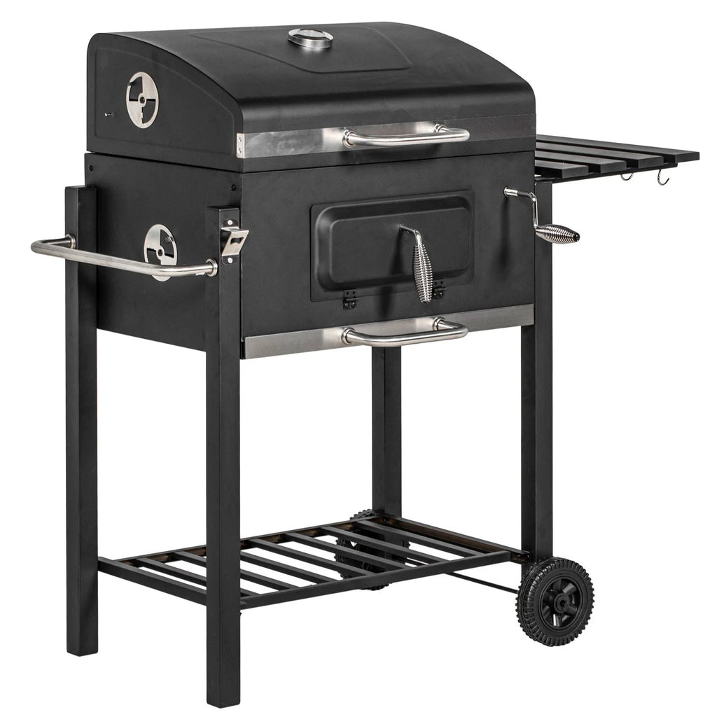 Churrasqueira a Carvão Outsunny Aço Inoxidável 113x65x108 Cm Preto