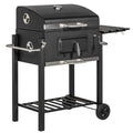 Churrasqueira a Carvão Outsunny Aço Inoxidável 113x65x108 Cm Preto