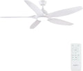 Newday 153cm Grande Ventilador de Teto Branco com Luz e Controle Remoto, LED Dimmer, Motor DC Reversível para Uso no Verão e Inverno, 5 Pás Silencioso para Quarto Sala de Estar e Varanda