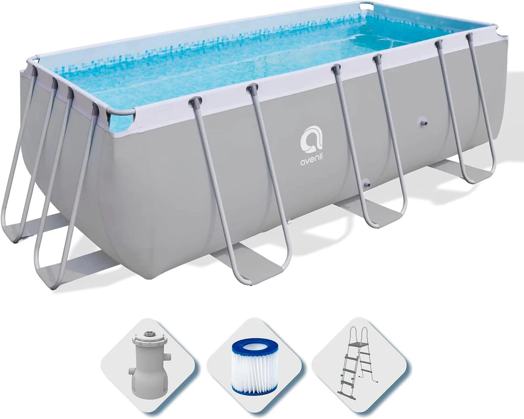 Piscina Retangular Estruturada Avenli Suelo, 2343 Litros, Cinza, 400 x 207 x 122 cm