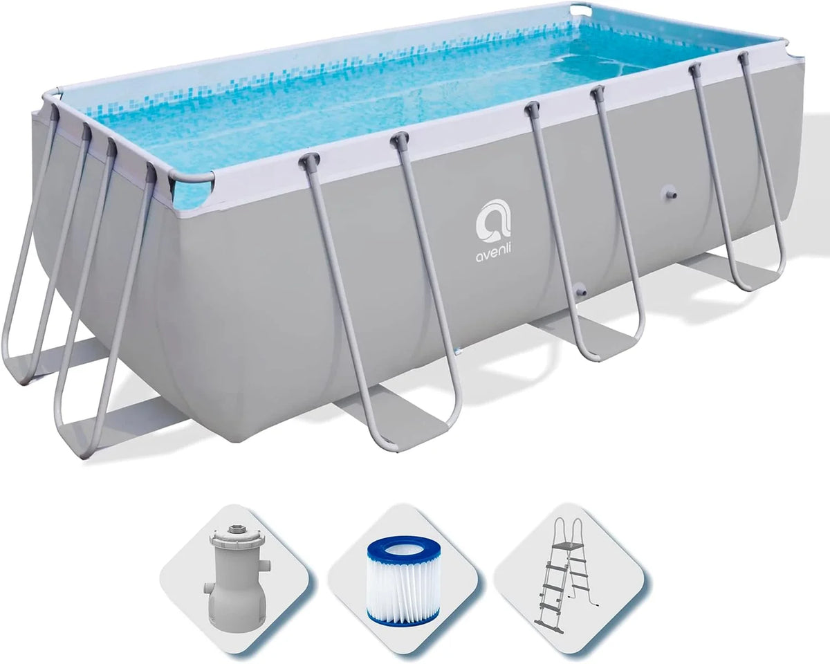 Piscina Retangular Estruturada Avenli Suelo, 2343 Litros, Cinza, 400 x 207 x 122 cm