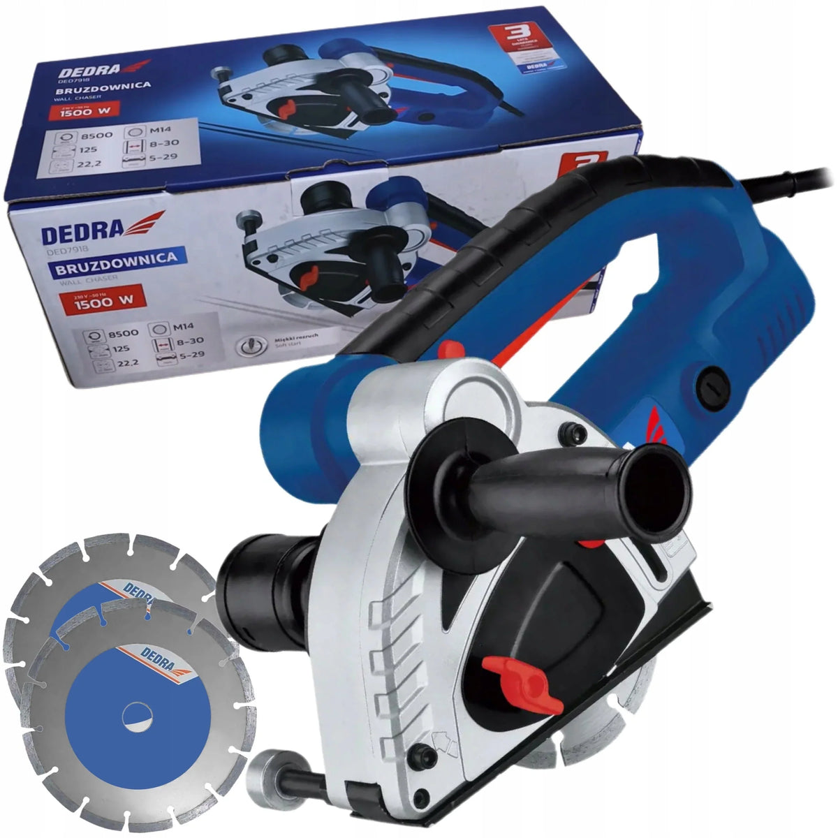 BRUZDADEIRA DE CONCRETO DEDRA 1500W FRESADORA DE SULCOS 2 DISCOS 125MM ELÉTRICA